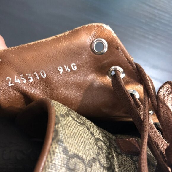 Gucci GG Canvas Leather High Top Sneakers – Brown Monogram – 245310 9.5G US 10.5 - Picture 10 of 11